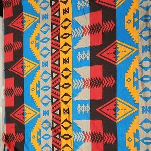 Stolen Sunday Tribal Pattern Scarf in Blue, Red, and Mustard Yellow
